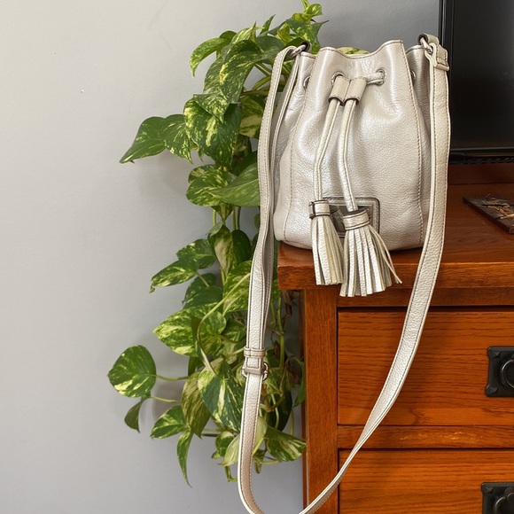 Tignanello leather crossbody purse with tassels. - Picture 2 of 13